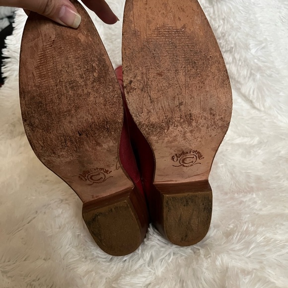 Charlie 1 Horse Mid Calf Distressed Red Western Leather Zip Boots Womens Sz 9.5B - Picture 8 of 14